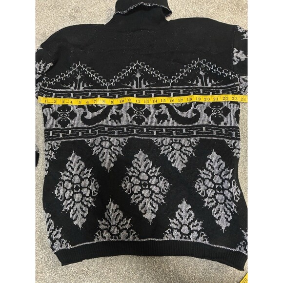 NOS VTG 80s ROSE Black Silver Lurex Turtleneck Sweater NWT USA Made Size 20W/XXL - Picture 10 of 10